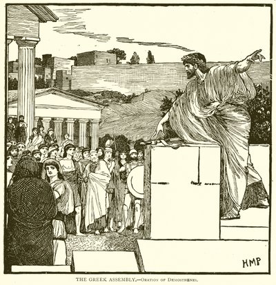 Den græske forsamling.--Oration af Demosthenes af English School