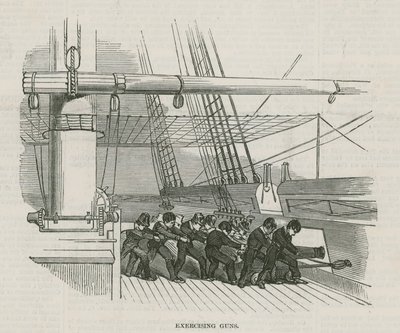 Die Greenwich Royal Hospital Schulen; Übung mit Kanonen von English School