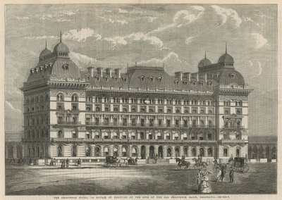 Grosvenor Hotel, under opførelse på stedet for det gamle Grosvenor Basin, Belgravia af English School