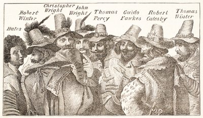 Krudtplotsammensvorne, efter en gravering fra 1606 af English School
