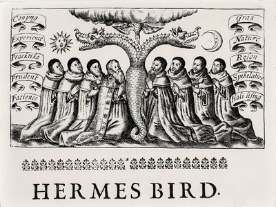 Hermes-fuglen, fra Theatrum Chemicum, 1652 af English School