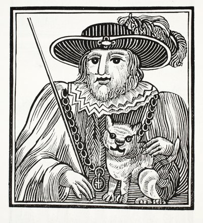 Historien om Sir Richard Whittington, tre gange overborgmester i London, illustration fra Chap-books of the Eighteenth Century af John Ashton, pub. 1882 af English School