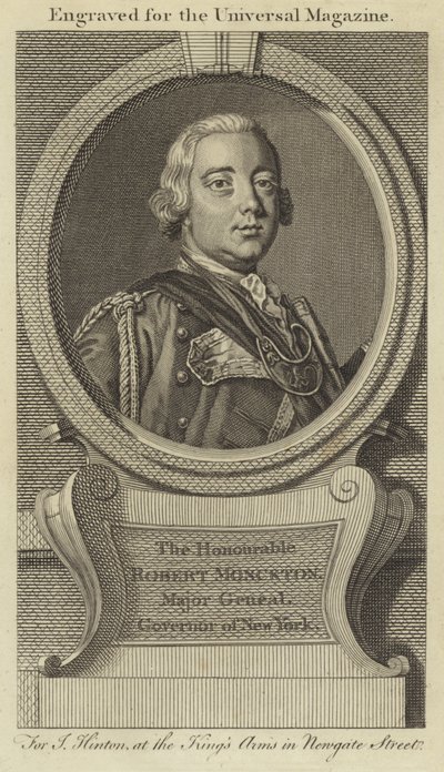 Den ærede Robert Monckton, generalmajor, guvernør i New York af English School