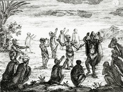 Hottentotterne tilbeder månen, illustration fra 