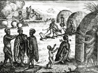 Hottentoterne forguder et bestemt insekt, illustration fra 