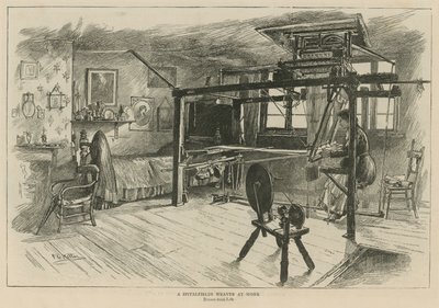 Huguenotterne i England: En Spitalfields-væver på arbejde af English School