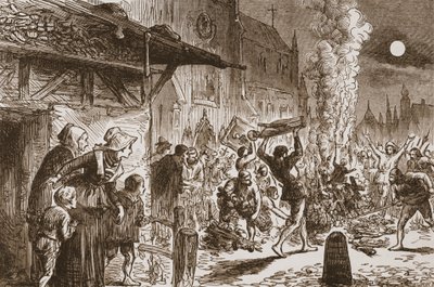 Ikonoklasterne i Basel brænder billeder og idoler, illustration fra The History of Protestantism af James Aitken Wylie (1808-1890), pub. 1878 af English School