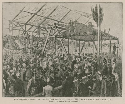 Das Imperial Institute: Ihre Majestät legt am 4. Juli 1887 den Grundstein, ein riesiger Granitblock aus der Kapkolonie von English School