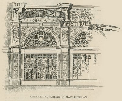 The Imperial Institute: Ornamentale skærme i hovedindgangen af English School