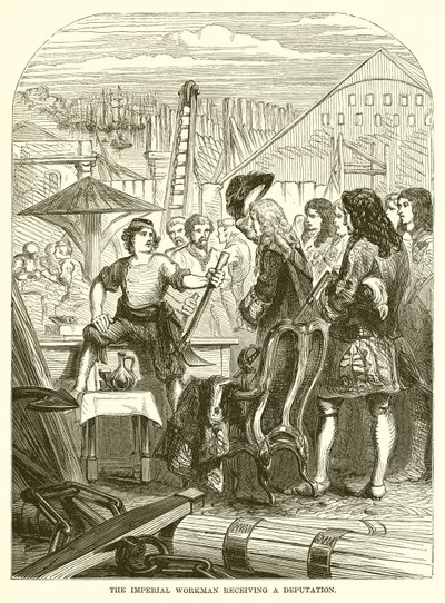 Den kejserlige arbejder, der modtager en deputation af English School