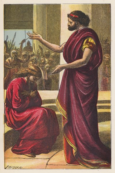 De uskyldigt dømte (farvelitografi) af English School