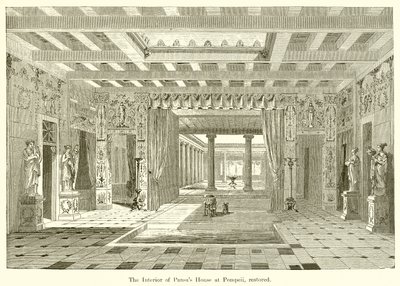 Det indre af Pansas House i Pompeji, restaureret af English School