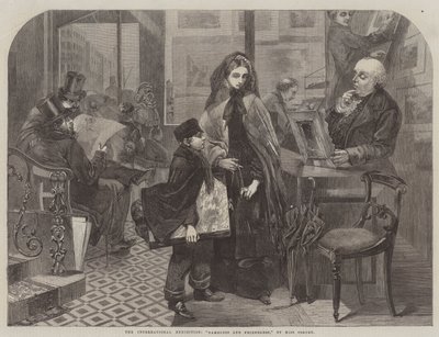 Den internationale udstilling, "Nameless and Friendless" (gravering) af English School