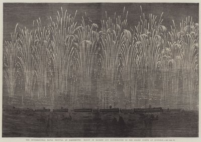 International Naval Festival i Portsmouth, Flight of Rockets og Illumination of the Allied Fleets at Spithead (gravering) af English School