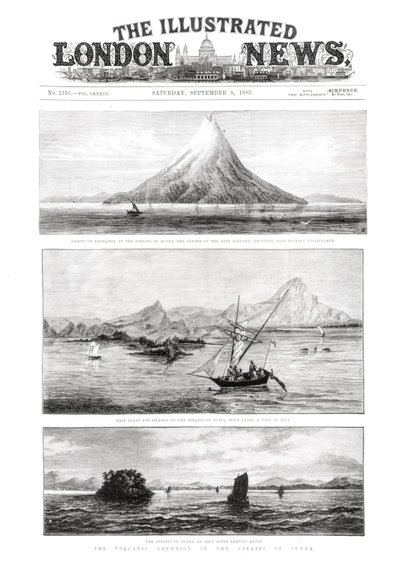 Øen Krakatoa, forside af The Illustrated London News, 8. september 1883 af English School