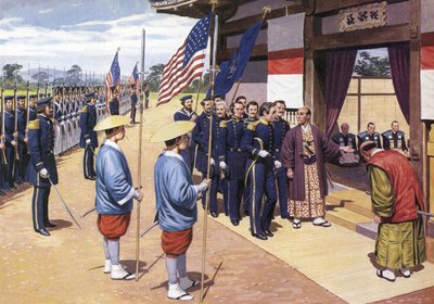 Japanerne giver efter for Commodore Perry af English School