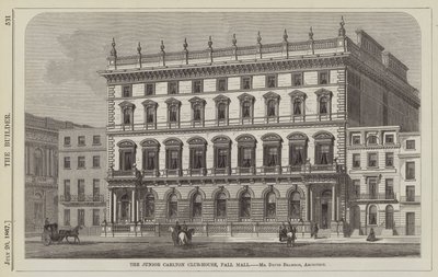 The Junior Carlton Club-House, Pall Mall, Mr. David Brandon, arkitekt (gravering) af English School