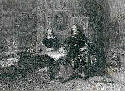 The King and Hyde at Oxford, af J.T. Willmore, 1844 af English School