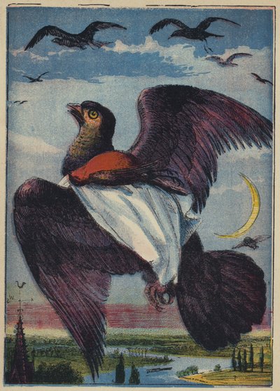 Dragen og hanekyllingen (farvelitografi) af English School