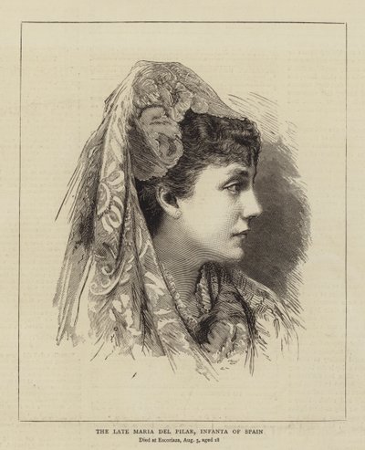 The Late Maria del Pilar, Infanta af Spanien (gravering) af English School