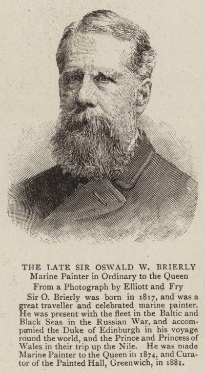 Den afdøde Sir Oswald W Brierly (gravering) af English School