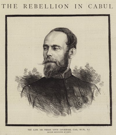 Den afdøde Sir Pierre Louis Cavagnari, CSI, KCB, VC (gravering) af English School