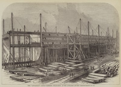 "Leviathan" (det store østlige) dampskib, som det dukkede op ved begyndelsen af 1855 (gravering) af English School