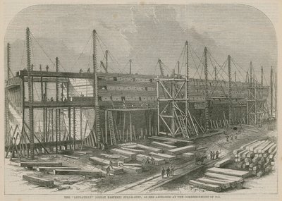 Leviathan (Great Eastern) dampskibet, som det dukkede op ved begyndelsen af 1855 af English School