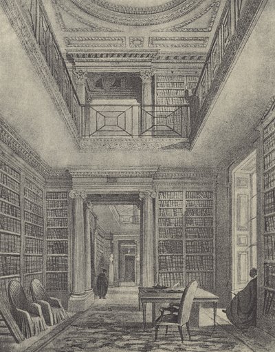 Biblioteket, 1844 (gravure) af English School