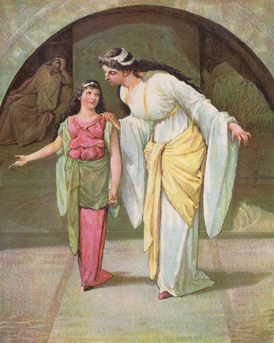 The Little Captive Maid (farve litho) af English School