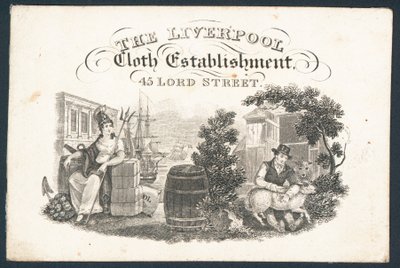 The Liverpool Cloth Establishment, handelskort af English School