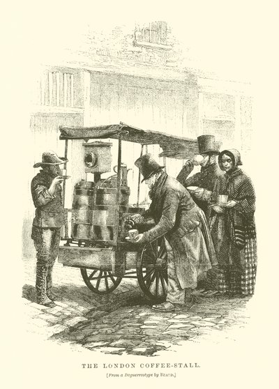 The London Coffee-Stall (gravering) af English School