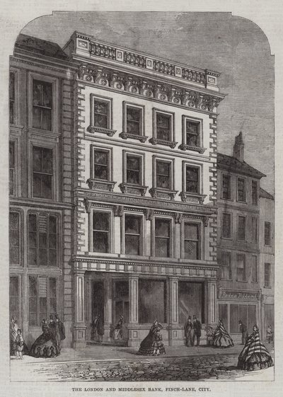 London og Middlesex Bank, Finch-Lane, City (gravering) af English School
