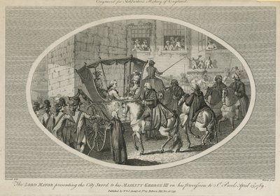 Overborgmesteren overrækker Bysværdet til Hans Majestæt George III af English School