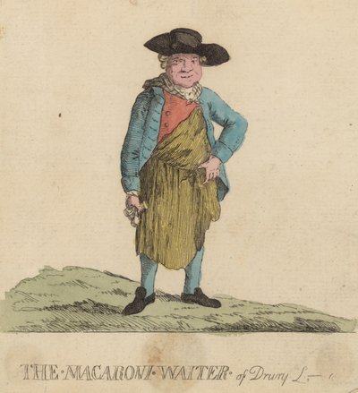 Makaronitjeneren fra Drury Lane, London af English School