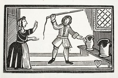 The Mad Pranks of Tom Tram, illustration fra Chap-books of the Eighteenth Century af John Ashton, pub. 1882 af English School