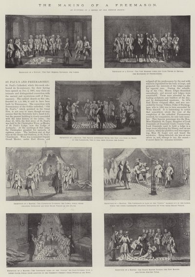 Fremstillingen af en frimurer (litho) af English School