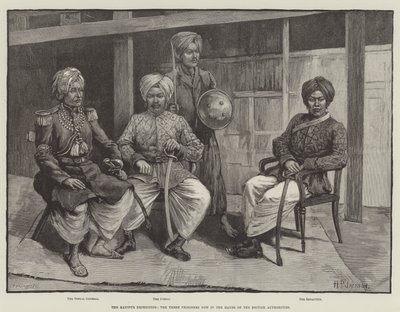 Manipur-ekspeditionen, de tre fanger nu i hænderne på de britiske myndigheder (gravering) af English School