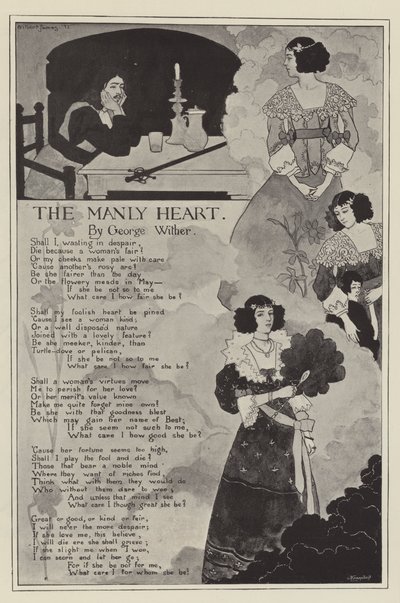 The Manly Heart, af George Wither (litho) af English School