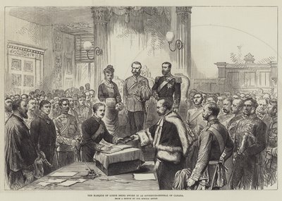 Markisen af Lorne bliver taget i ed som generalguvernør i Canada (gravering) af English School