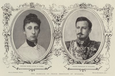 Prins Ferdinand af Bulgariens ægteskab (gravering) af English School