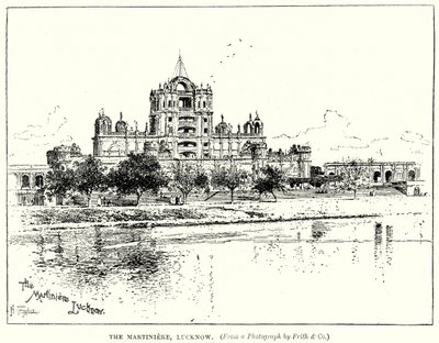 The Martiniere, Lucknow (kobberstik) af English School