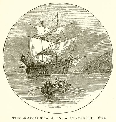 Die Mayflower in New Plymouth, 1620 von English School