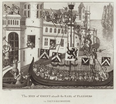 Die Männer von Gent greifen den Grafen von Flandern in Dendermonde an von English School