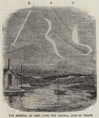 Meteoren, set over Medinaen, Isle of Wight (gravering) af English School