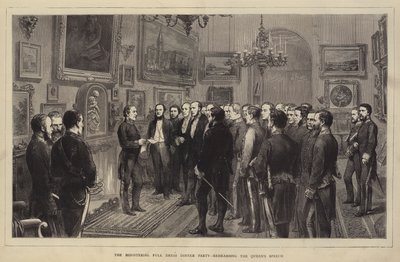 Ministerial Full Dress Dinner Party, hvor dronningens tale øves (gravering) af English School
