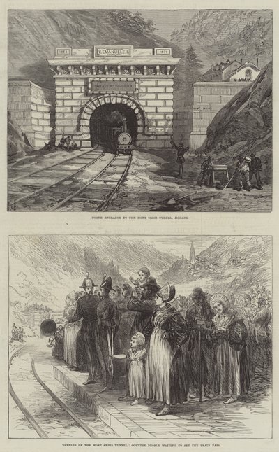 Der Mont-Cenis-Tunnel (Gravur) von English School