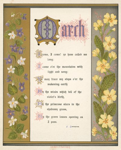 Månederne: marts (farve litho) af English School
