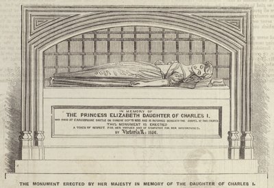 Das Denkmal, das Ihre Majestät zum Gedenken an die Tochter von Karl I. errichtet hat (Gravur) von English School