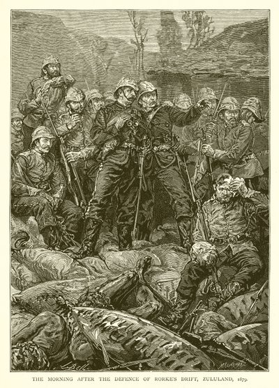 Morgenen efter forsvaret af Rorkes Drift, Zululand, 1879 af English School